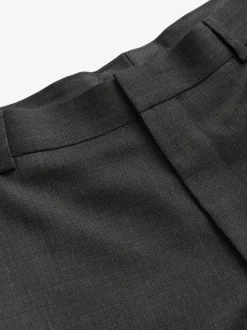 Black Tailored Fit Textured Wool Blend Suit Trousers