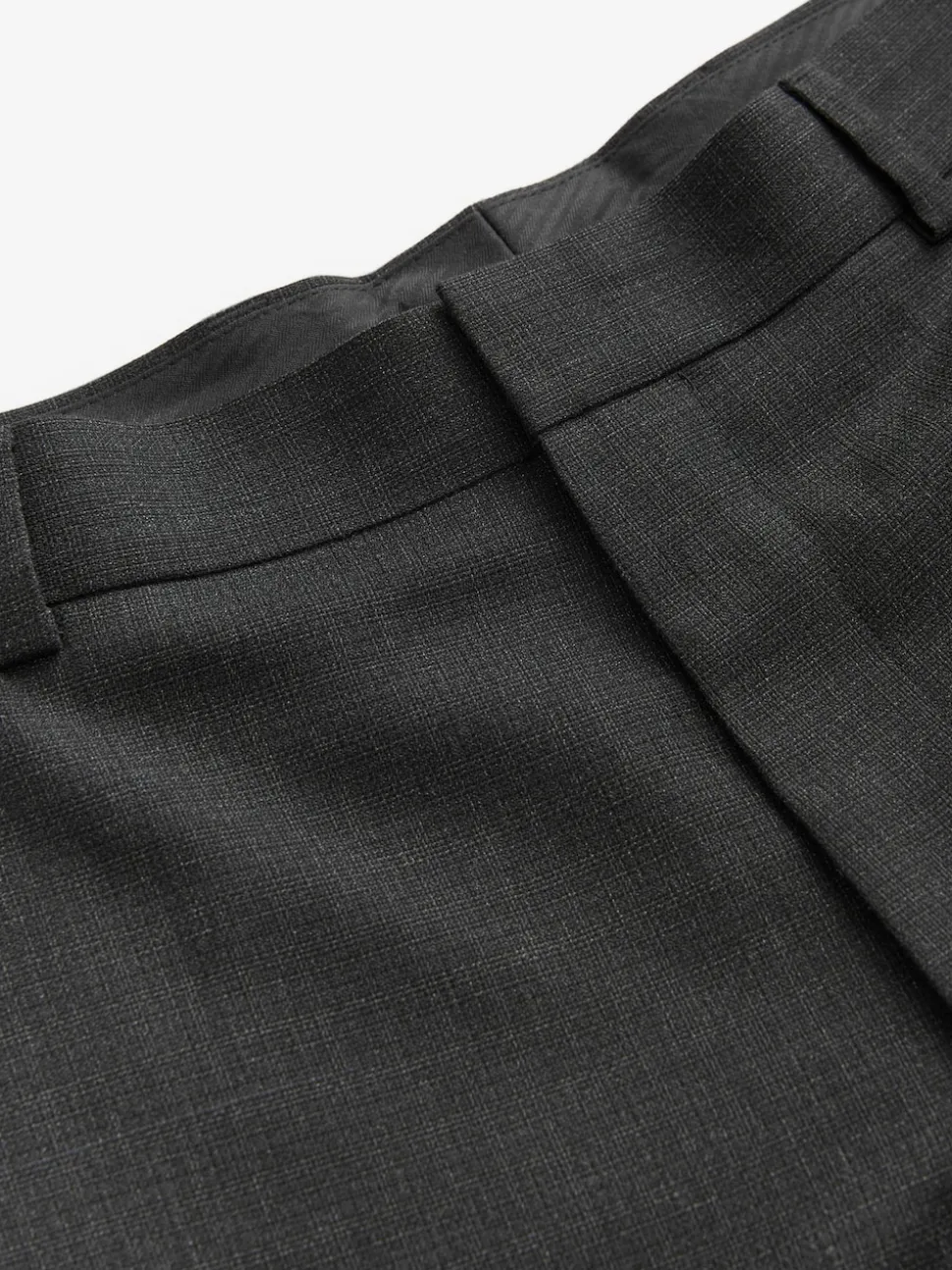 Black Tailored Fit Textured Wool Blend Suit Trousers