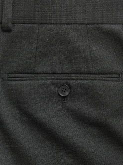 Black Tailored Fit Textured Wool Blend Suit Trousers