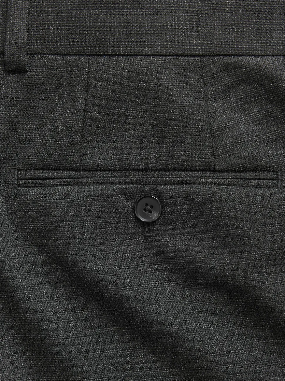 Black Tailored Fit Textured Wool Blend Suit Trousers