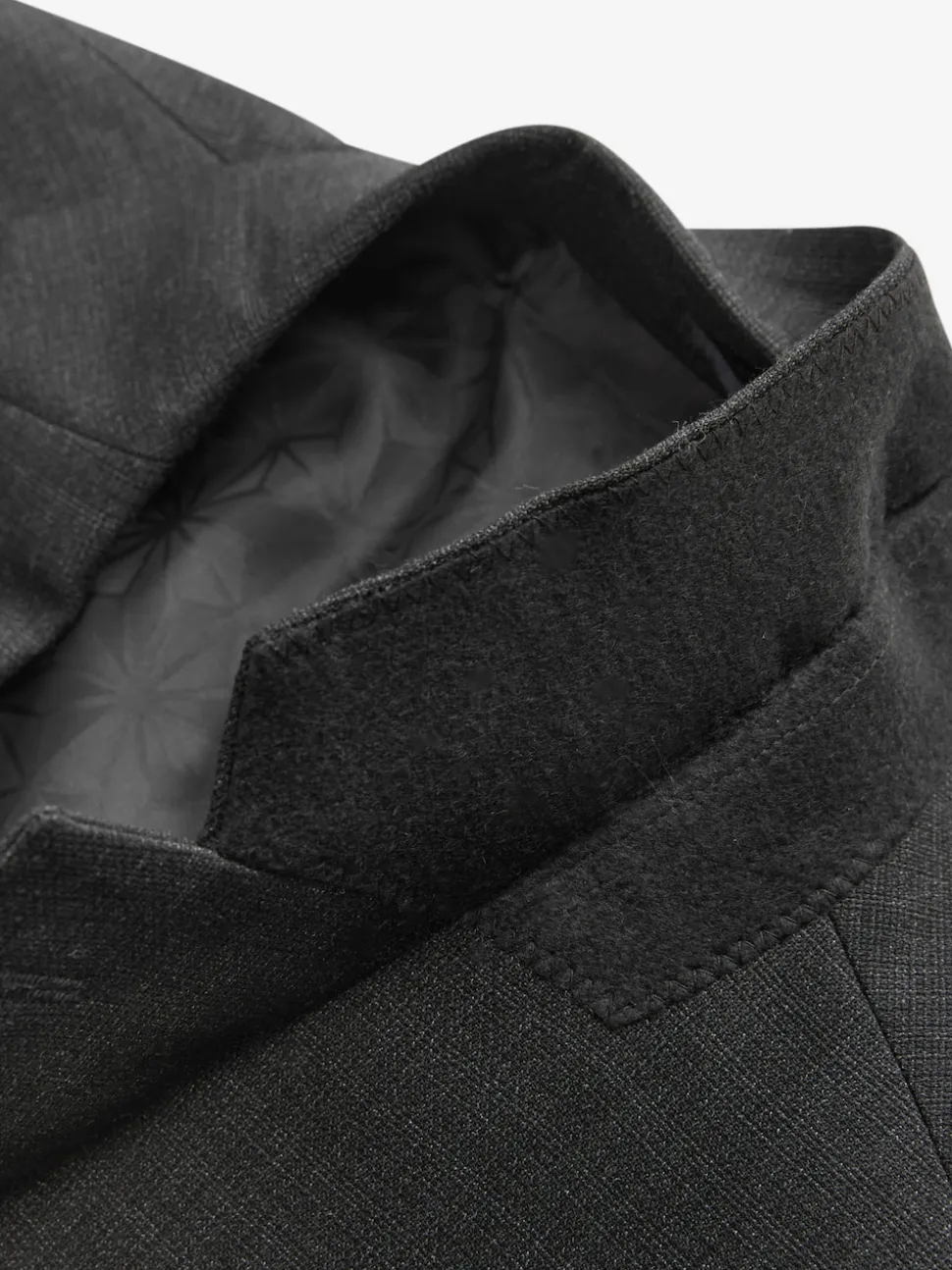 Black Tailored Fit Textured Wool Blend Suit Jacket