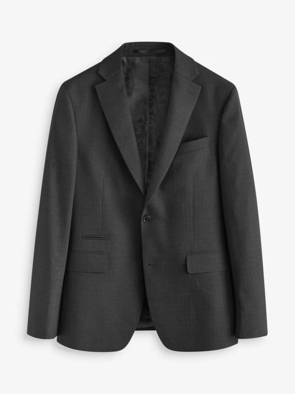 Black Tailored Fit Textured Wool Blend Suit Jacket