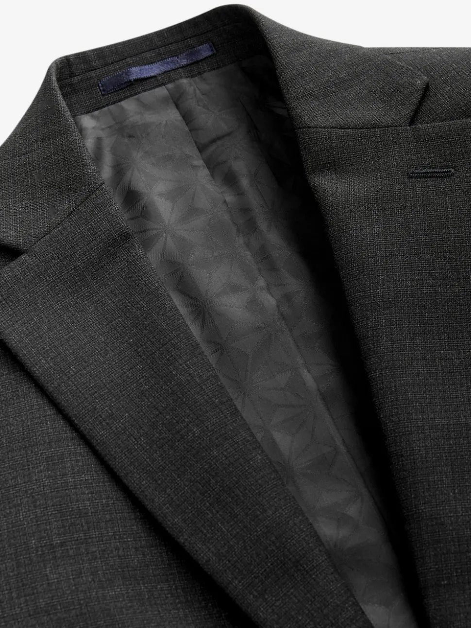 Black Tailored Fit Textured Wool Blend Suit Jacket