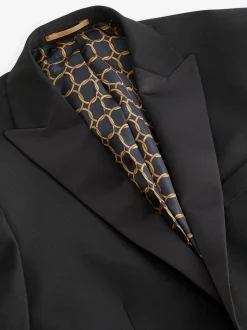 Black Tailored Fit Tuxedo Suit Jacket
