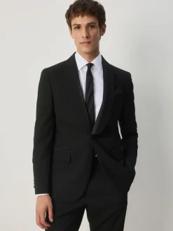 Black Tailored Fit Tuxedo Suit Jacket