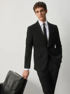 Black Tailored Fit Tuxedo Suit Jacket