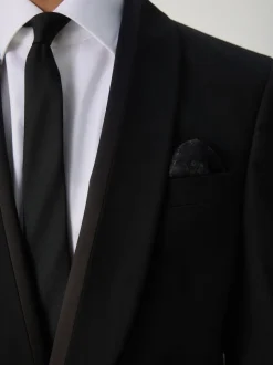 Black Tailored Fit Tuxedo Suit Jacket