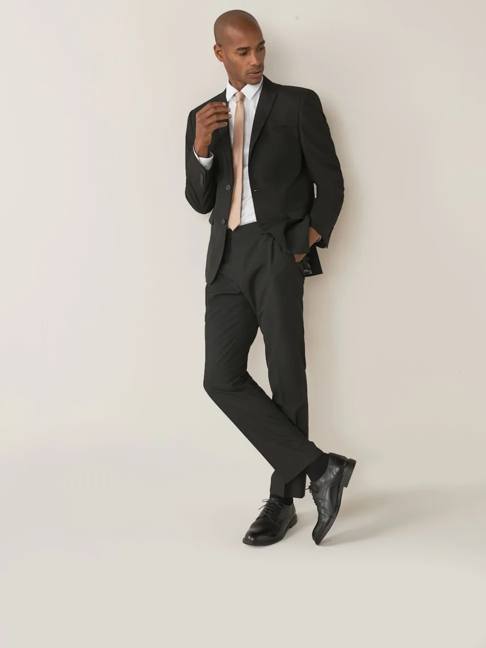 Black Tailored Fit Two Button Suit Jacket