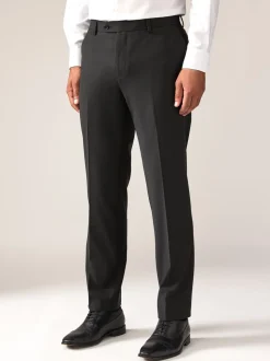Black Tailored Fit Wool Blend Motionflex Suit Trousers