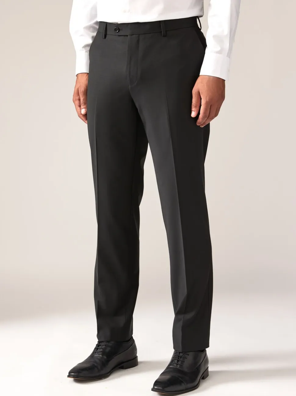 Black Tailored Fit Wool Blend Motionflex Suit Trousers