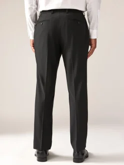 Black Tailored Fit Wool Blend Motionflex Suit Trousers