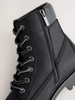 Black Tall Zip-Up Boots