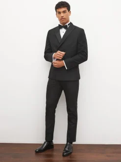 Black Tape Detail Slim Fit Tuxedo Suit Trousers