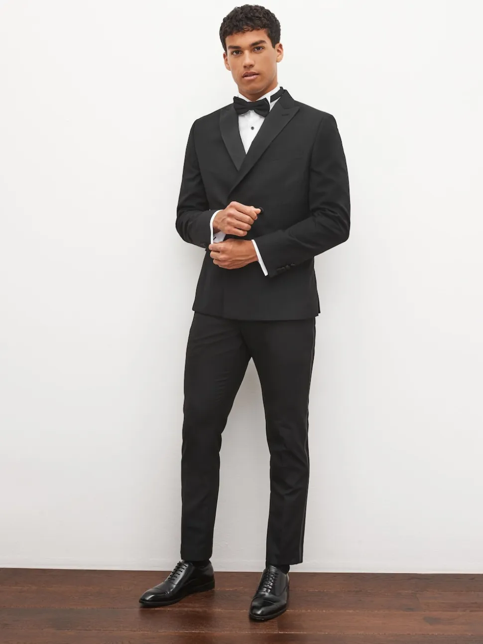 Black Tape Detail Slim Fit Tuxedo Suit Trousers