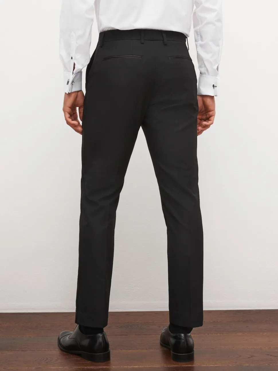 Black Tape Detail Slim Fit Tuxedo Suit Trousers