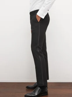 Black Tape Detail Slim Fit Tuxedo Suit Trousers