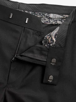 Black Tape Detail Slim Fit Tuxedo Suit Trousers