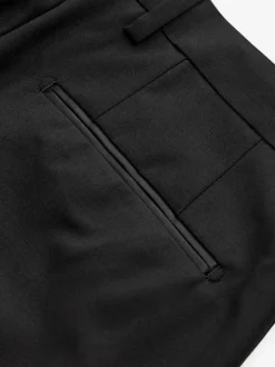 Black Tape Detail Slim Fit Tuxedo Suit Trousers