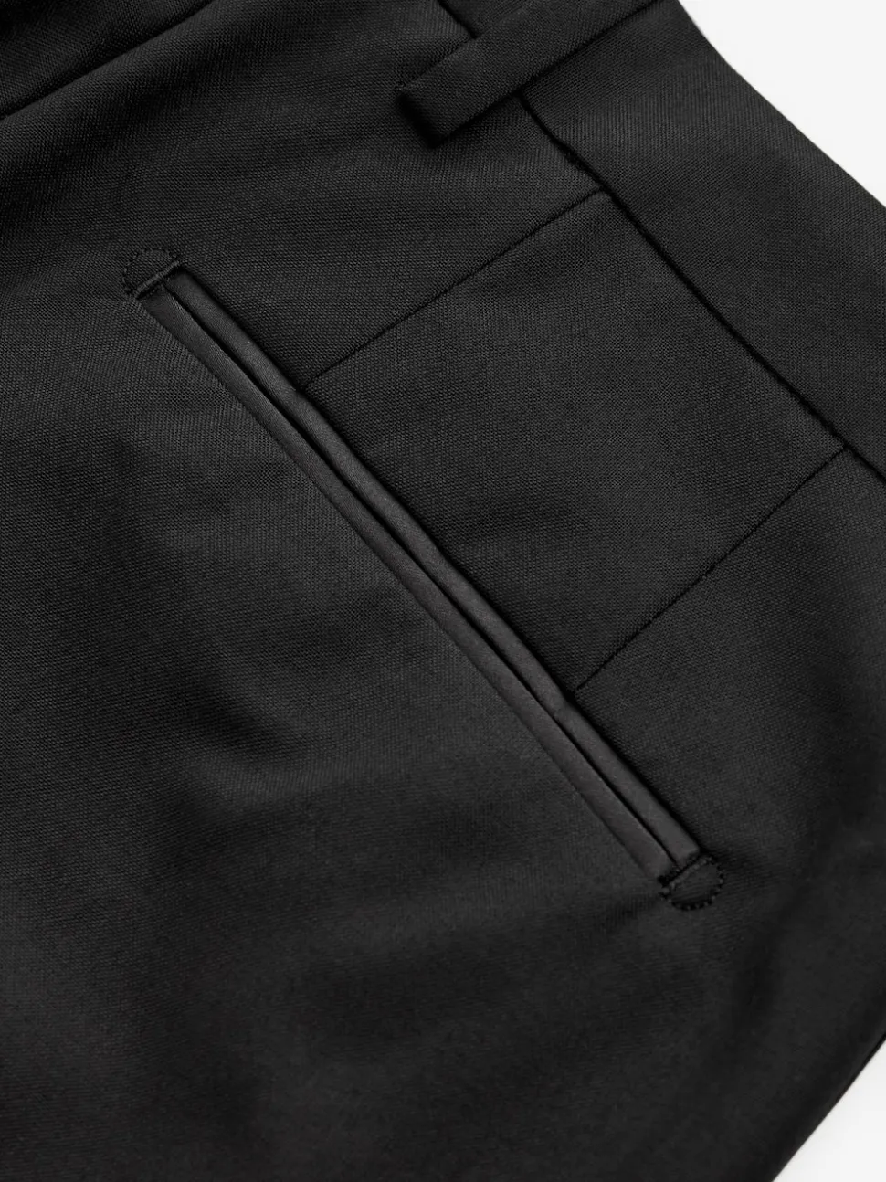 Black Tape Detail Slim Fit Tuxedo Suit Trousers
