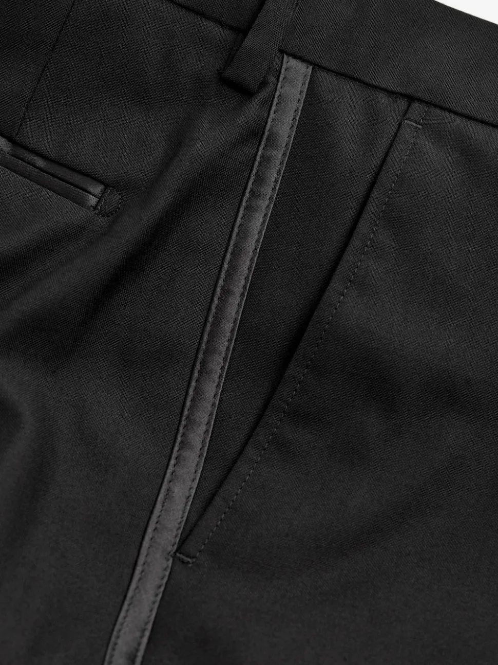 Black Tape Detail Slim Fit Tuxedo Suit Trousers