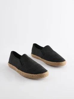 Black Textured Espadrilles