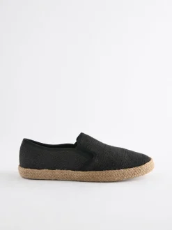 Black Textured Espadrilles