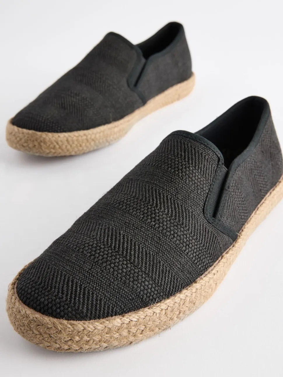 Black Textured Espadrilles