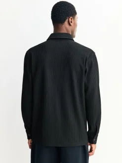Black Textured Jersey Shirt