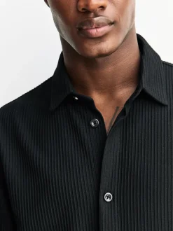 Black Textured Jersey Shirt