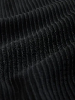 Black Textured Jersey Short Sleeve Shirt