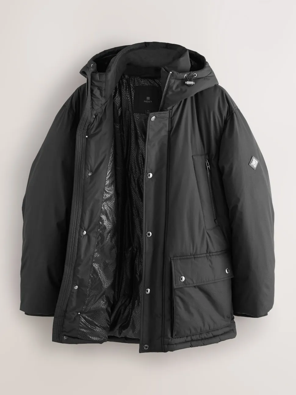 Black Textured Premium Parka Jacket