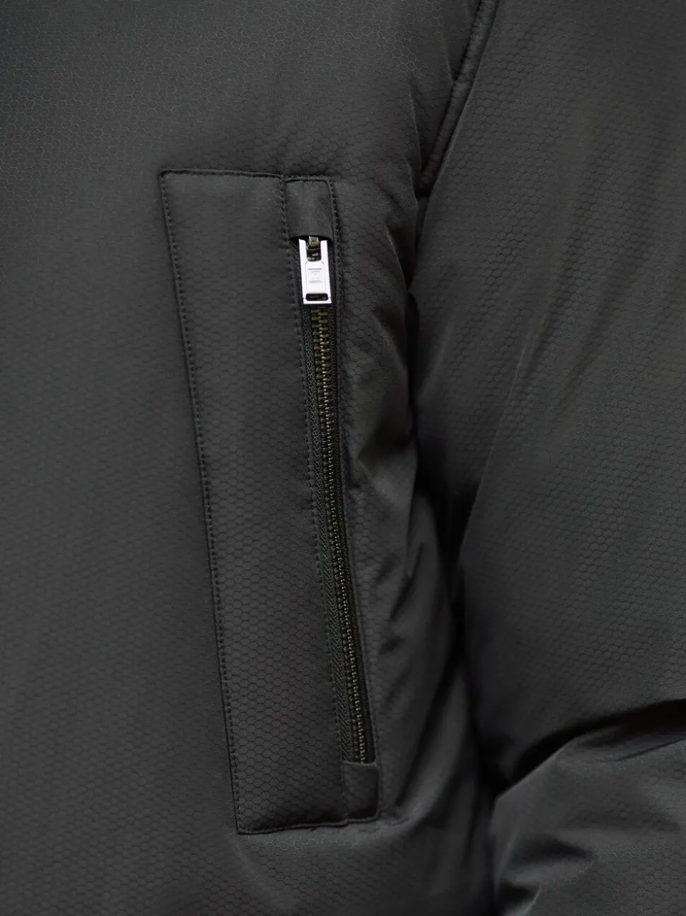 Black Textured Premium Parka Jacket