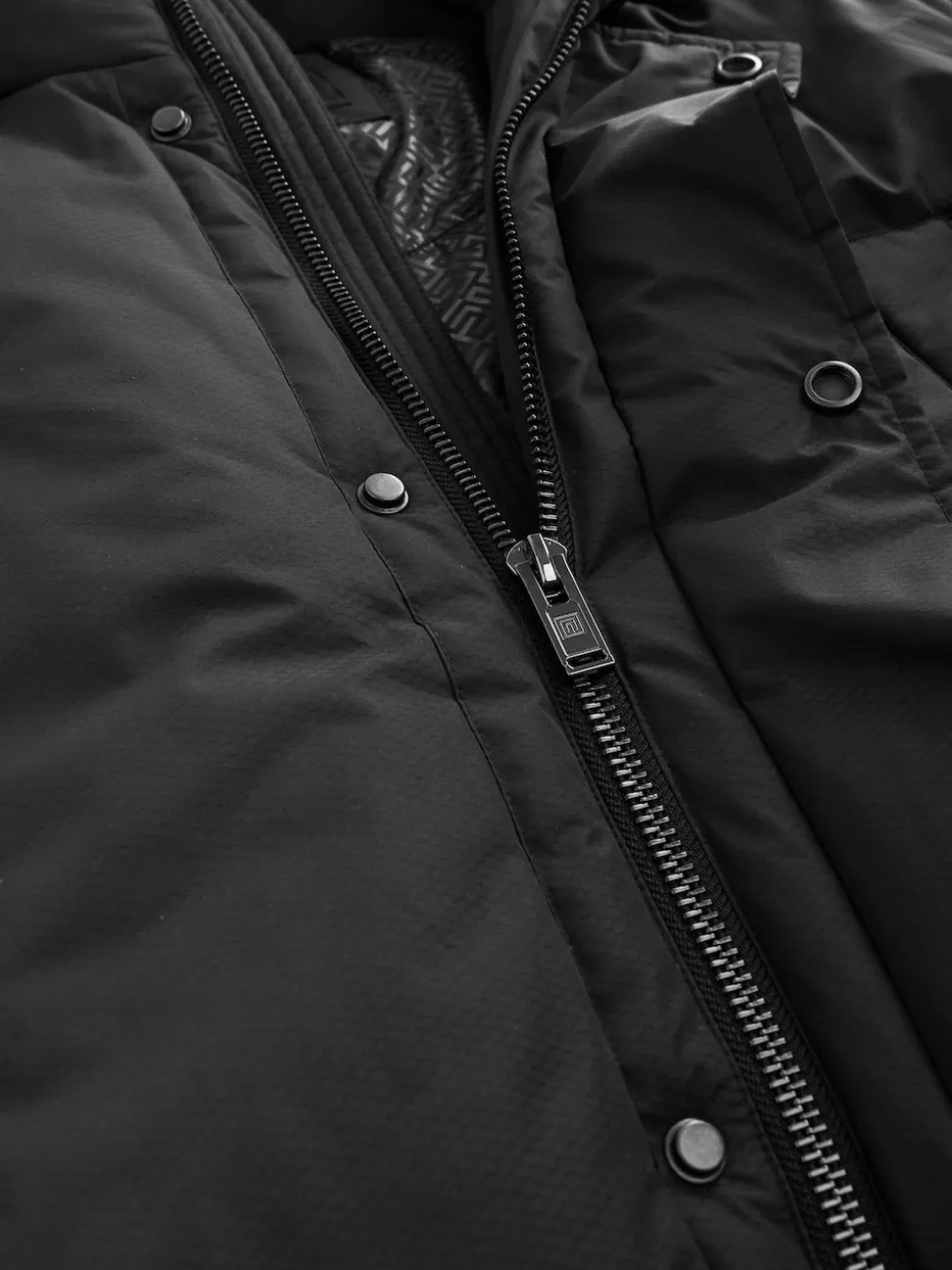 Black Textured Premium Parka Jacket