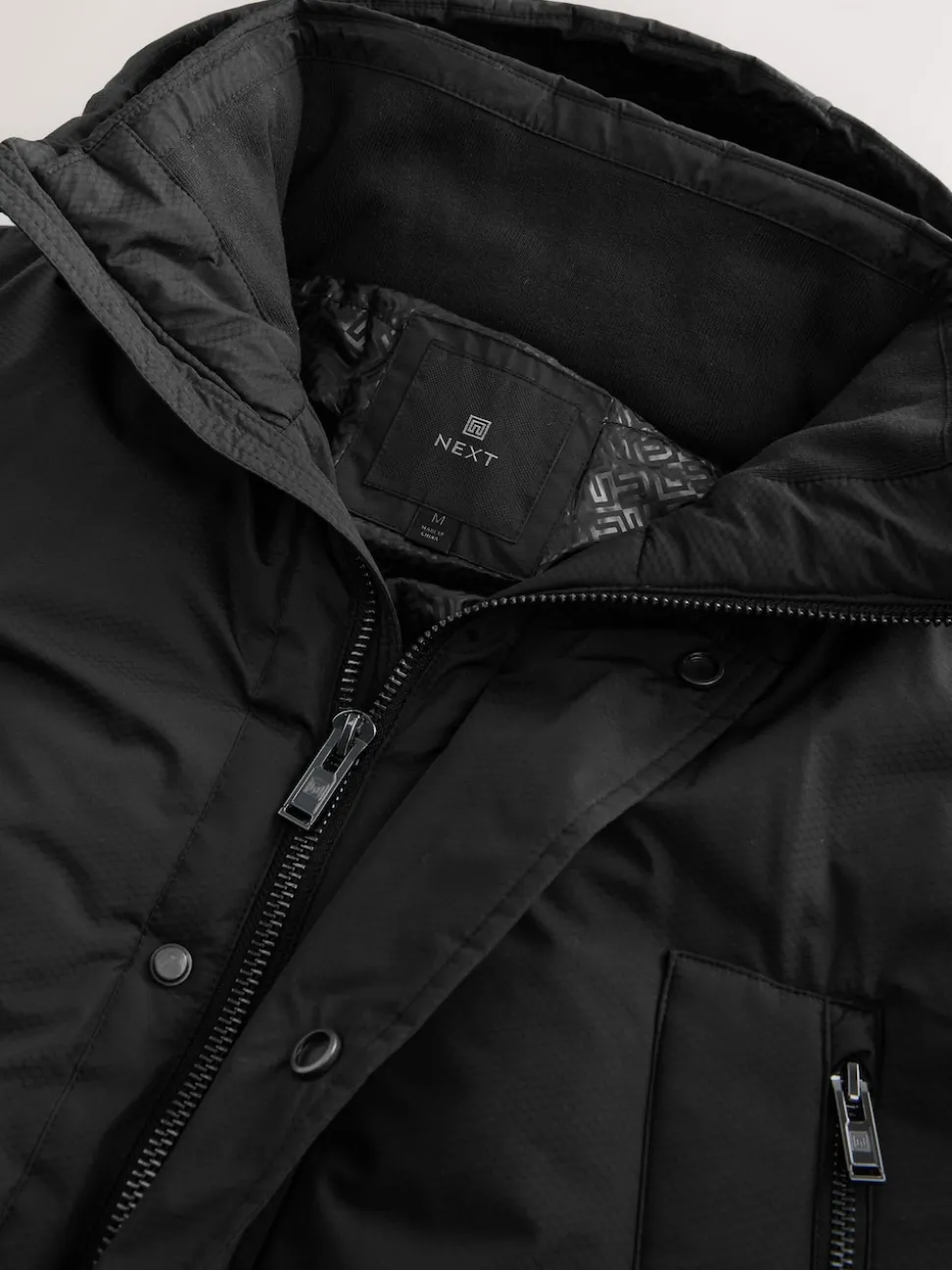 Black Textured Premium Parka Jacket