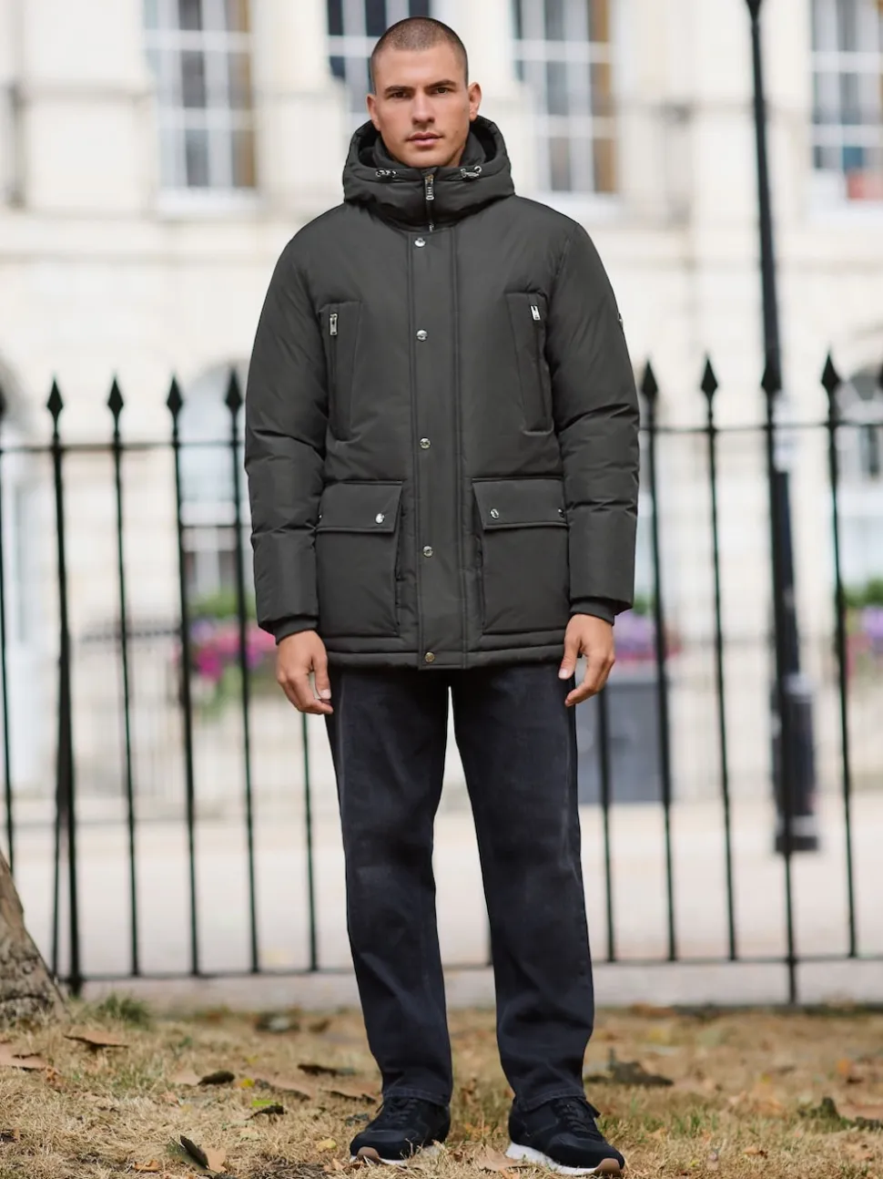 Black Textured Premium Parka Jacket
