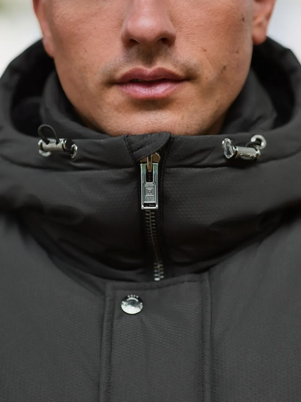 Black Textured Premium Parka Jacket