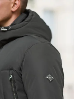 Black Textured Premium Parka Jacket
