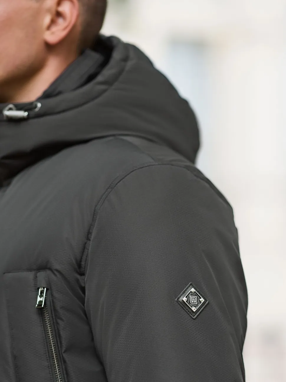Black Textured Premium Parka Jacket