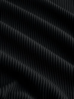 Black Textured Smart Zip Neck Polo Shirt