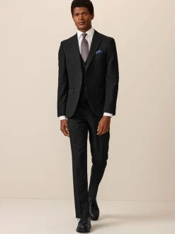 Black Textured Suit Waistcoat