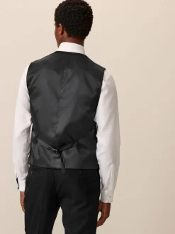 Black Textured Suit Waistcoat