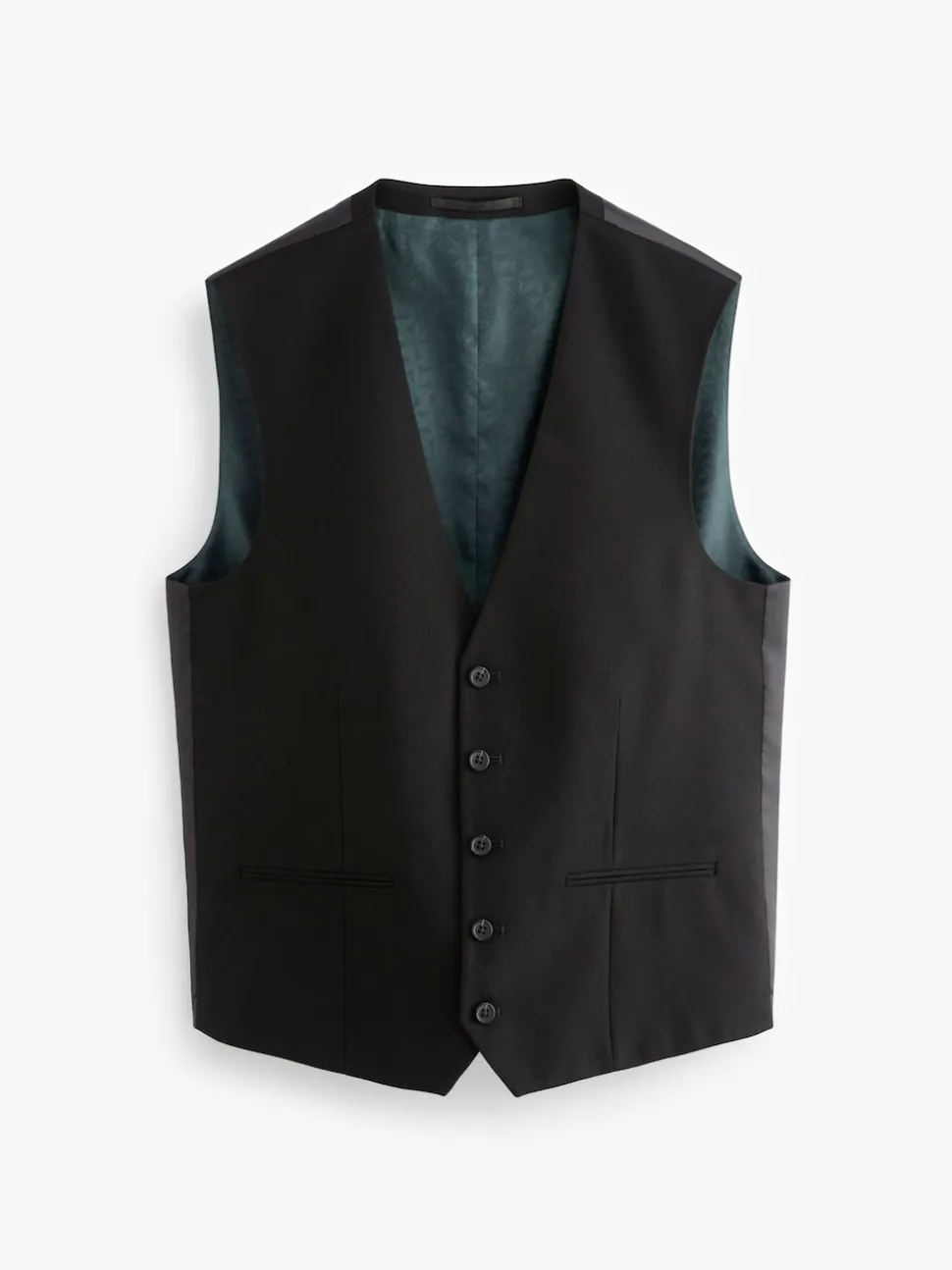 Black Textured Suit Waistcoat