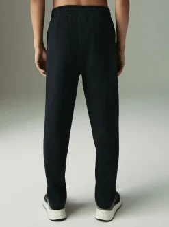 Black Textured Twill Straight Leg Joggers