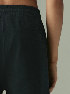 Black Textured Twill Straight Leg Joggers