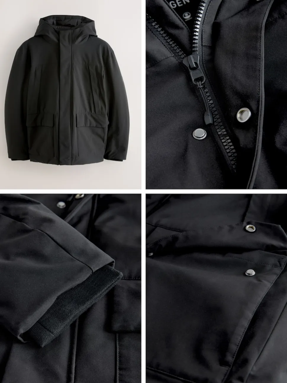 Black ThermoGen Parka Jacket with Borg Lining