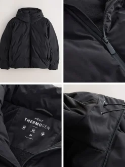Black ThermoGen Shower Resistant Puffer Jacket
