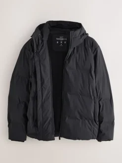 Black ThermoGen Shower Resistant Puffer Jacket