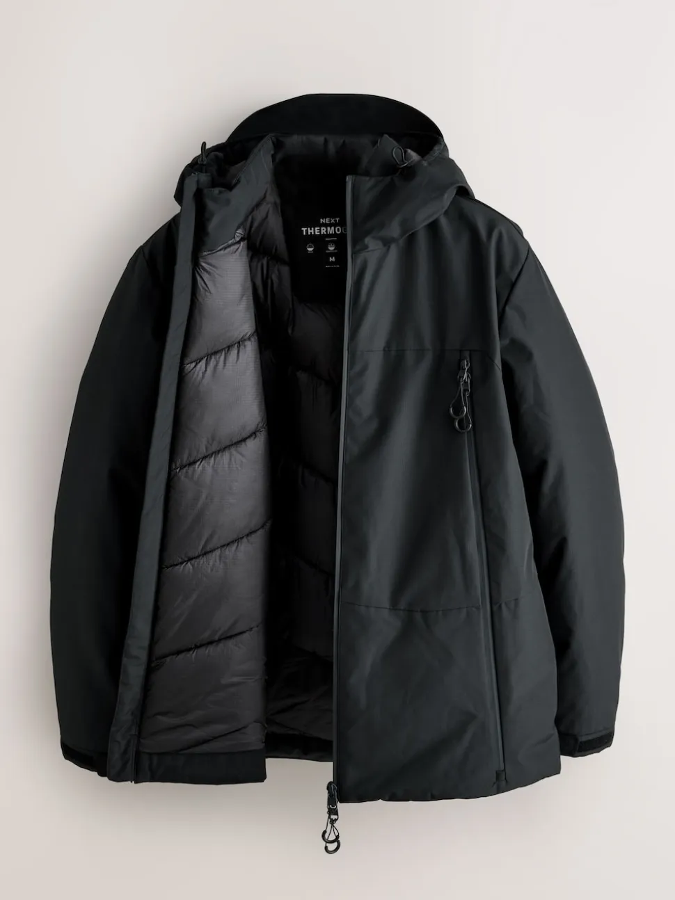 Black ThermoGen Shower Resistant Wadded Jacket
