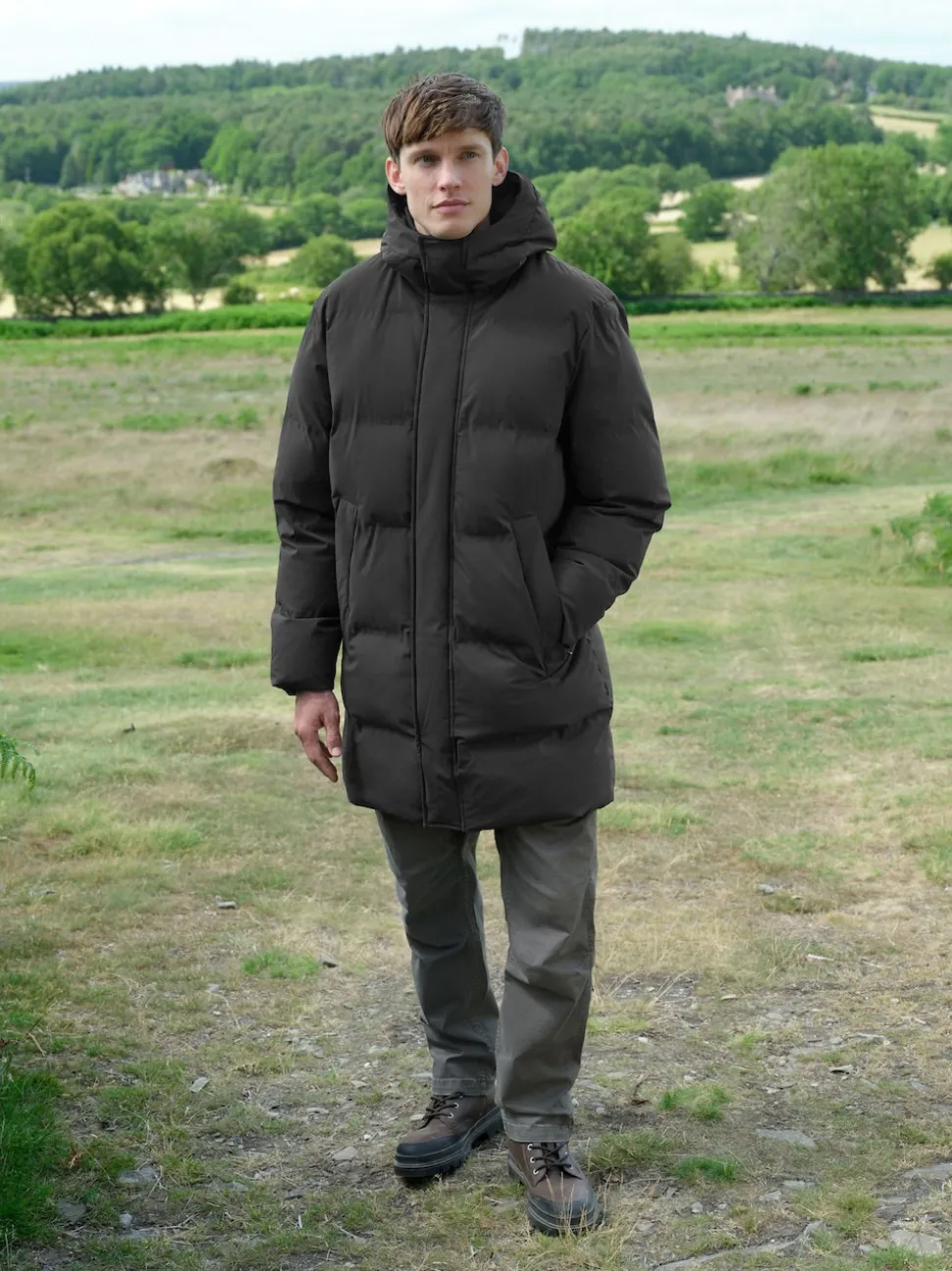 Black ThermoGen Shower Resistant Puffer Jacket
