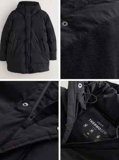 Black ThermoGen Shower Resistant Puffer Jacket
